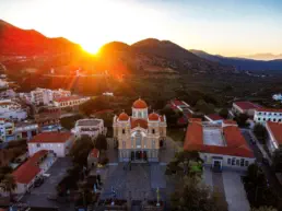 Church of Megali Panagia in Neapoli with sunset