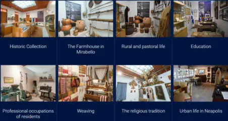 Image of the exhibits in Folklore Museum and link to their page